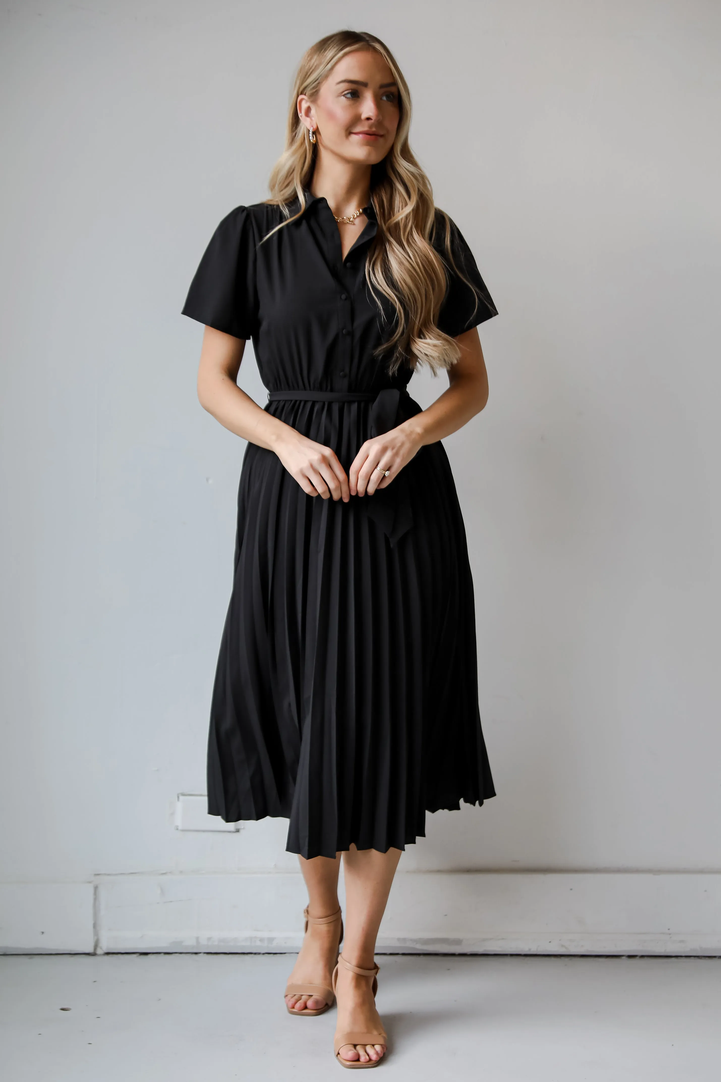 FINAL SALE - Desirable Date Pleated Midi Dress