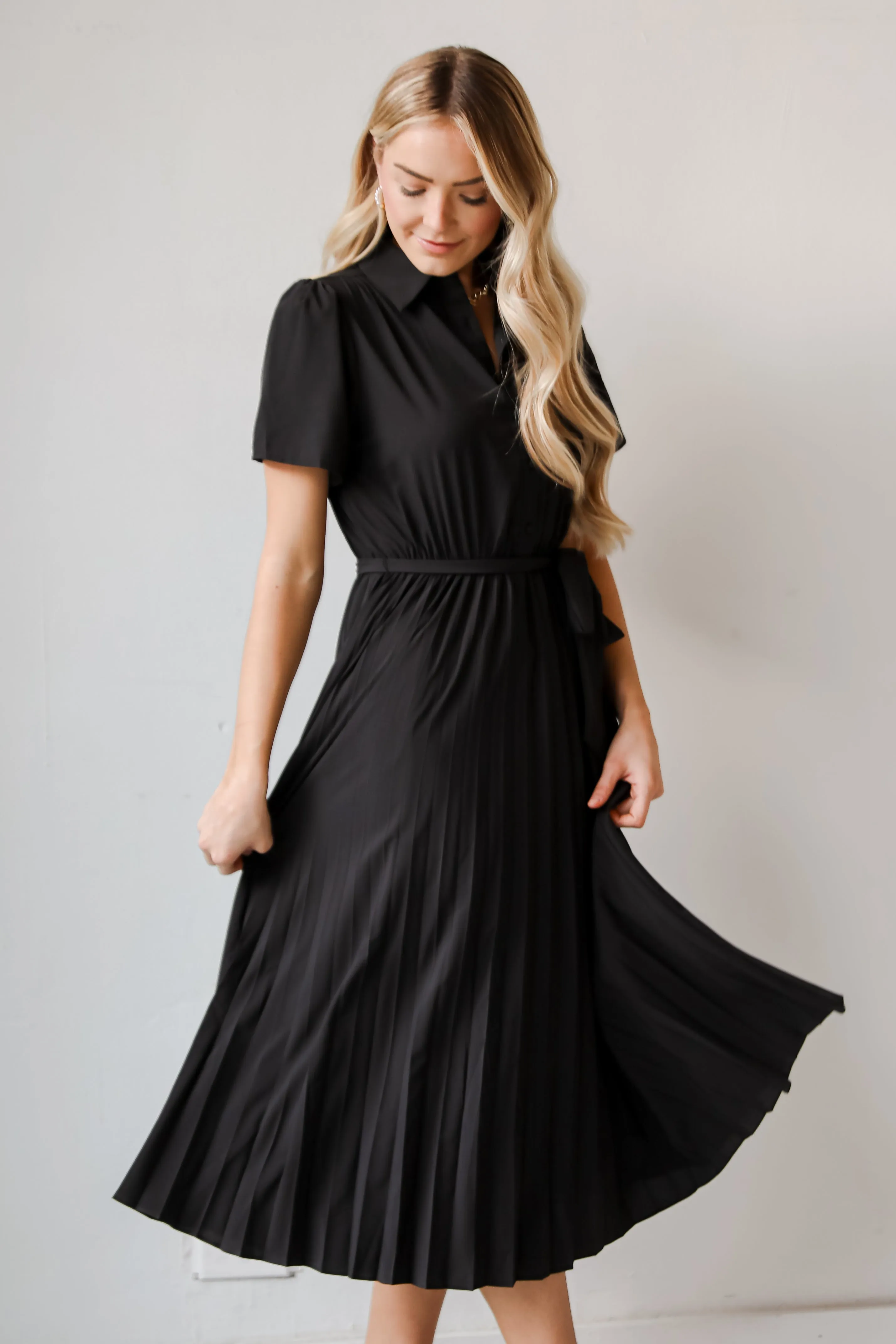 FINAL SALE - Desirable Date Pleated Midi Dress