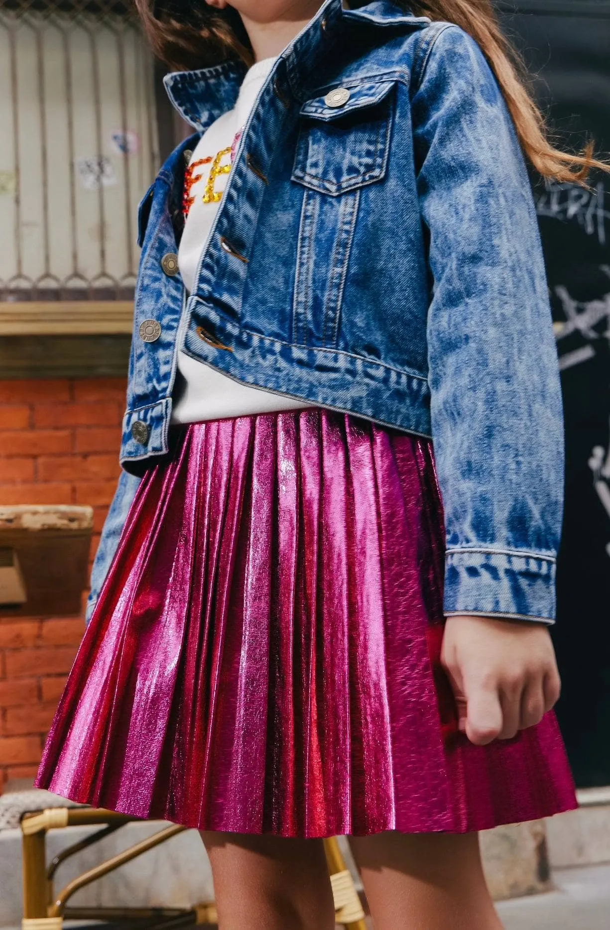 Foil Pleated Skirt