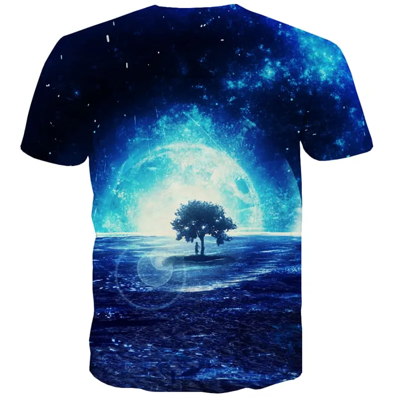 Galaxy T-shirt Men Space T shirts Funny Universe Shirt Print Tree Tshirt Printed