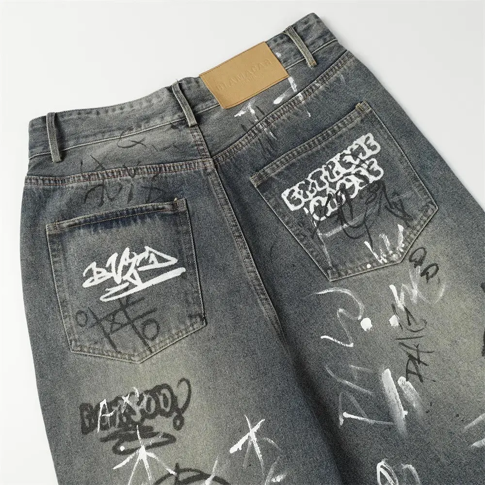 Graffiti Groove Denim Pants