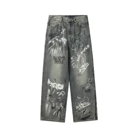 Graffiti Groove Denim Pants