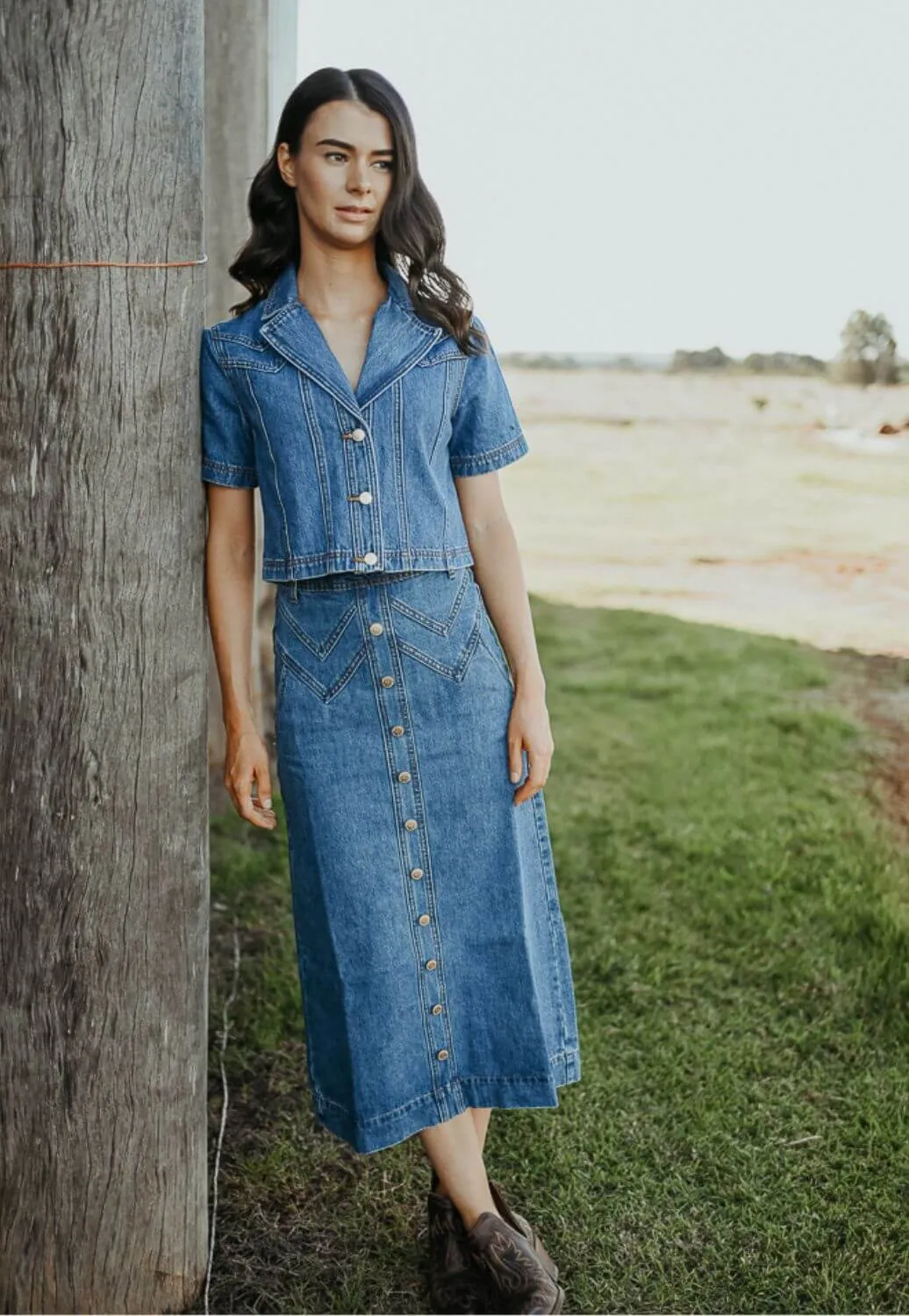 Gringa Denim Calamity Denim Midi Skirt