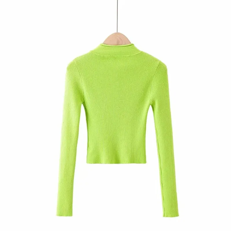 Half turtleneck zipper knitted bottoming shirt