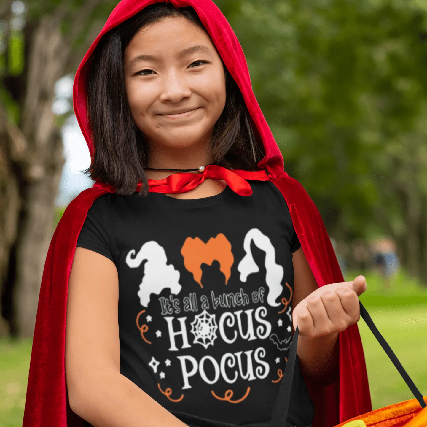 Halloween Tshirt It's All A Bunch Of Hocus Pocus Short Sleeve 100% Cotton Crewneck Top