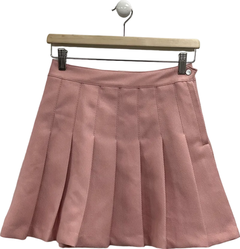 H&M Pink Pleated Mini Skirt UK 8