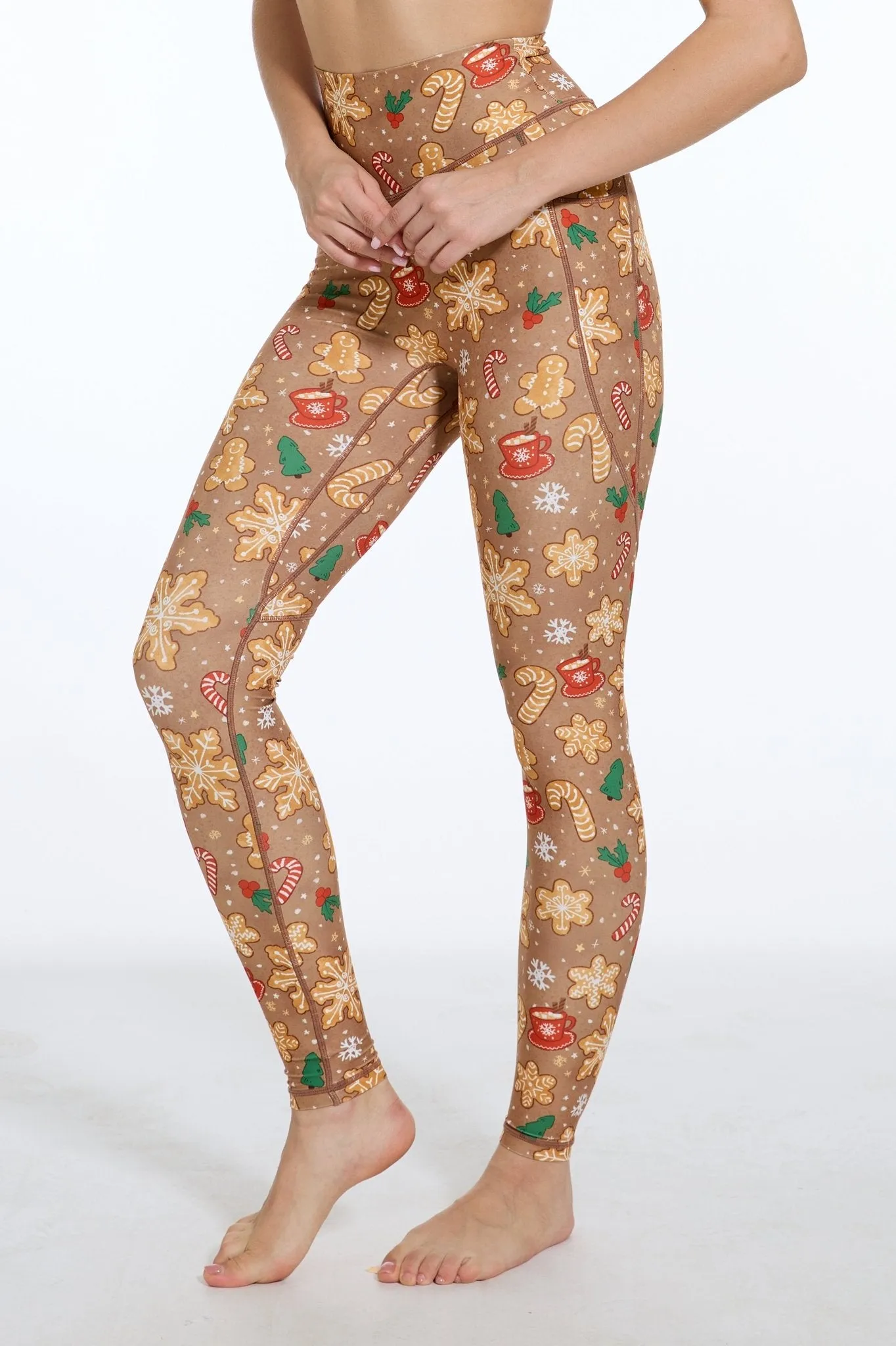 Happy Gingerbread Man High-waisted Leggings with Pockets