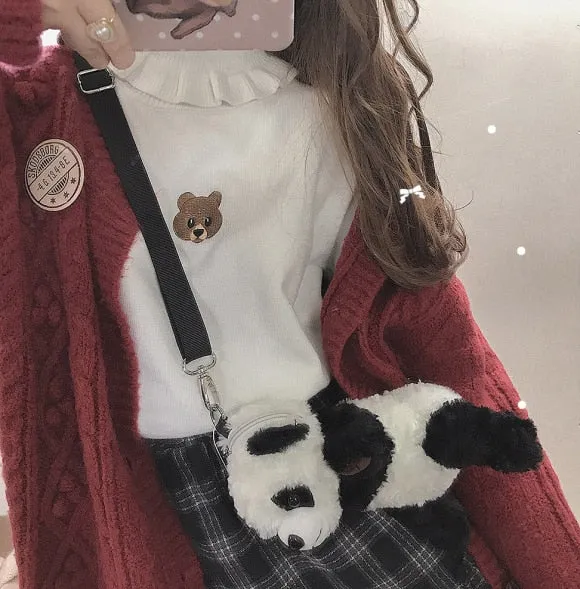 Harajuku Soft Sister Bear Turtleneck Knit Sweater