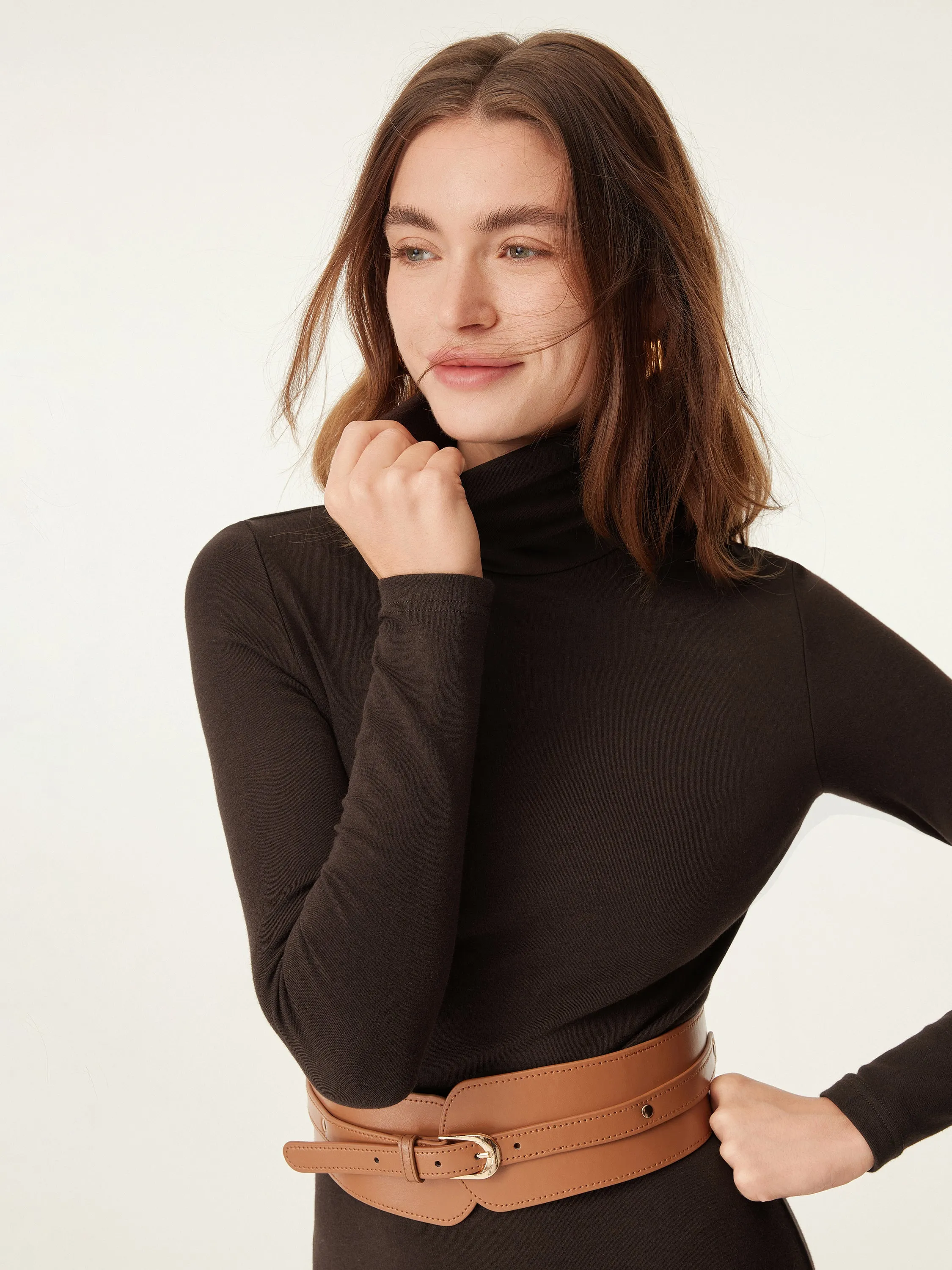 Heat-Tech Turtleneck Midi Dress