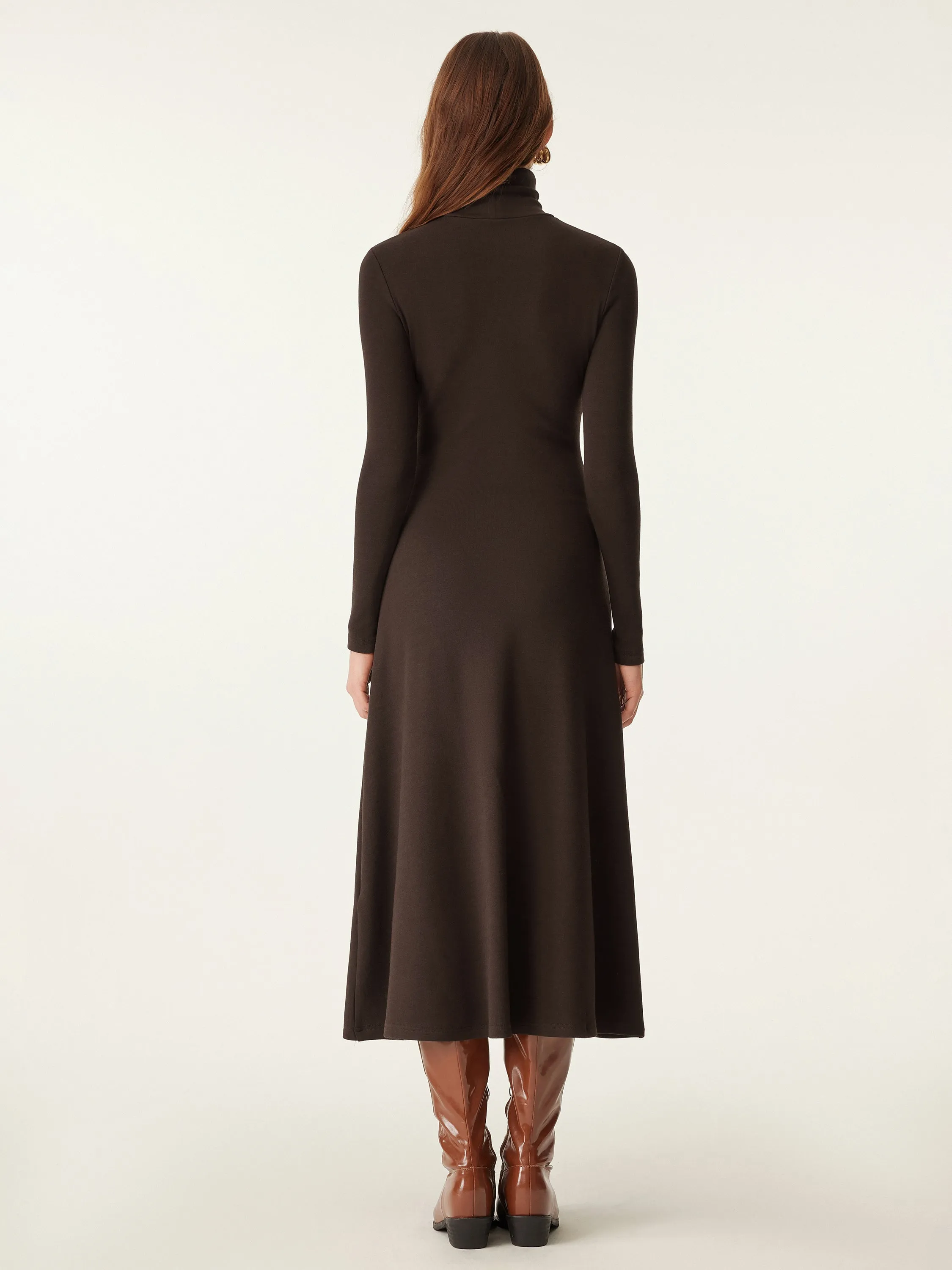 Heat-Tech Turtleneck Midi Dress