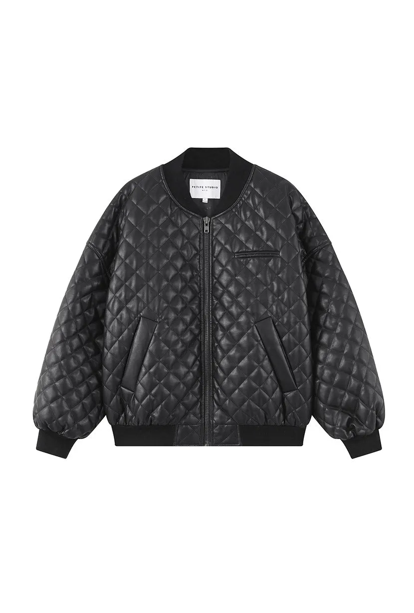 Heath Oversized Faux Leather Jacket - Black