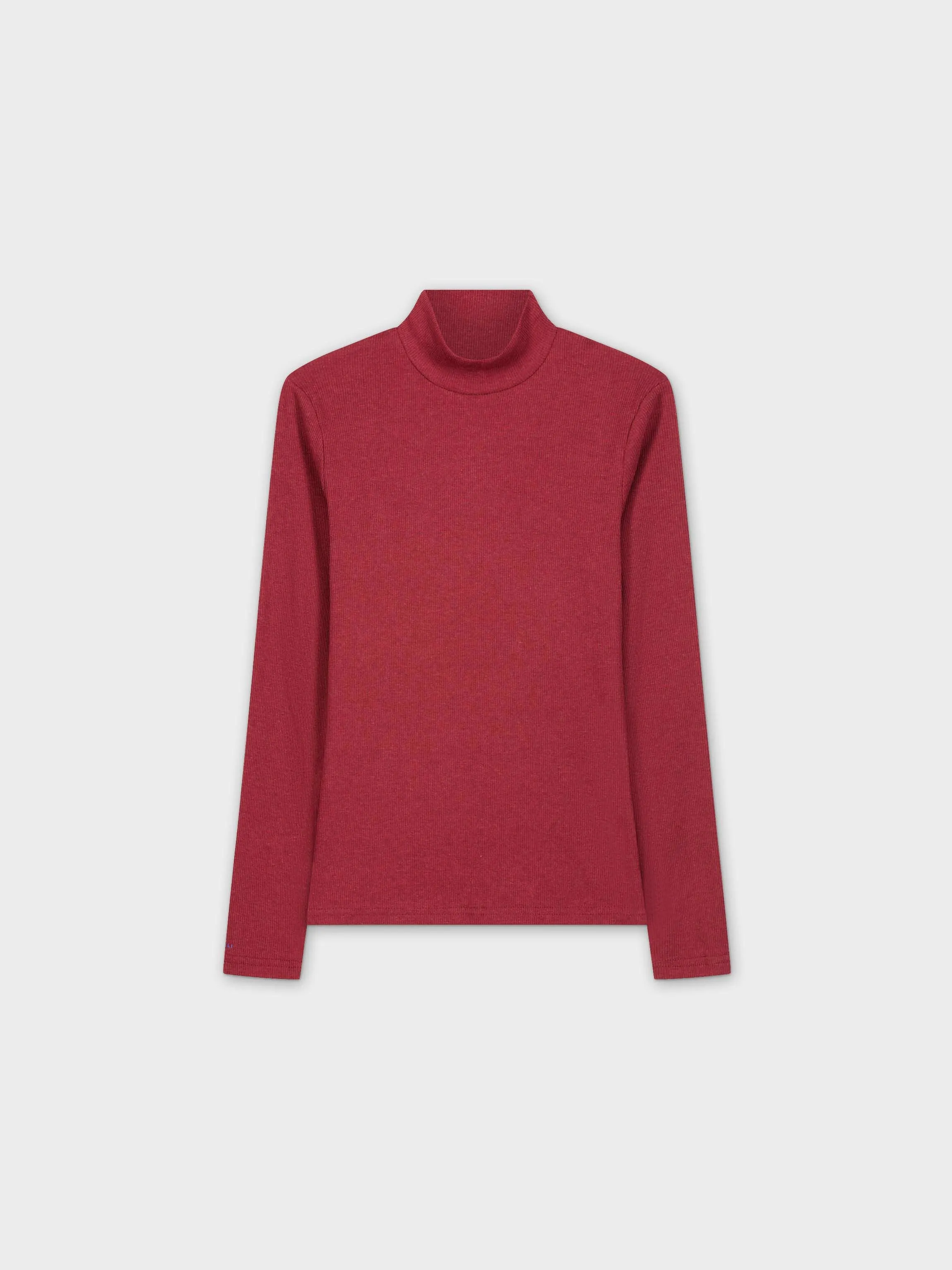 HEATHERED TURTLENECK-BURGUNDY