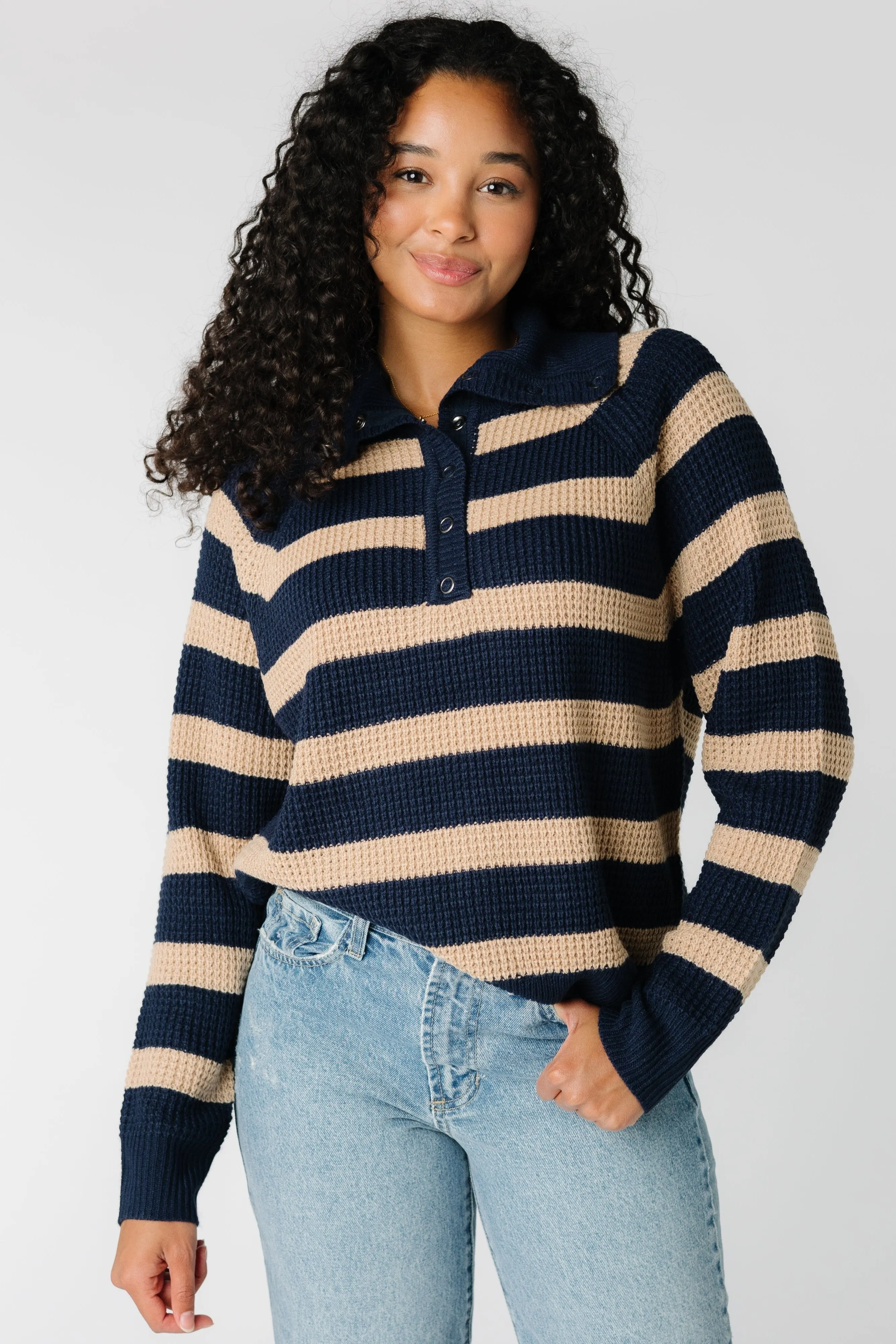 Henley Snap Neck Sweater