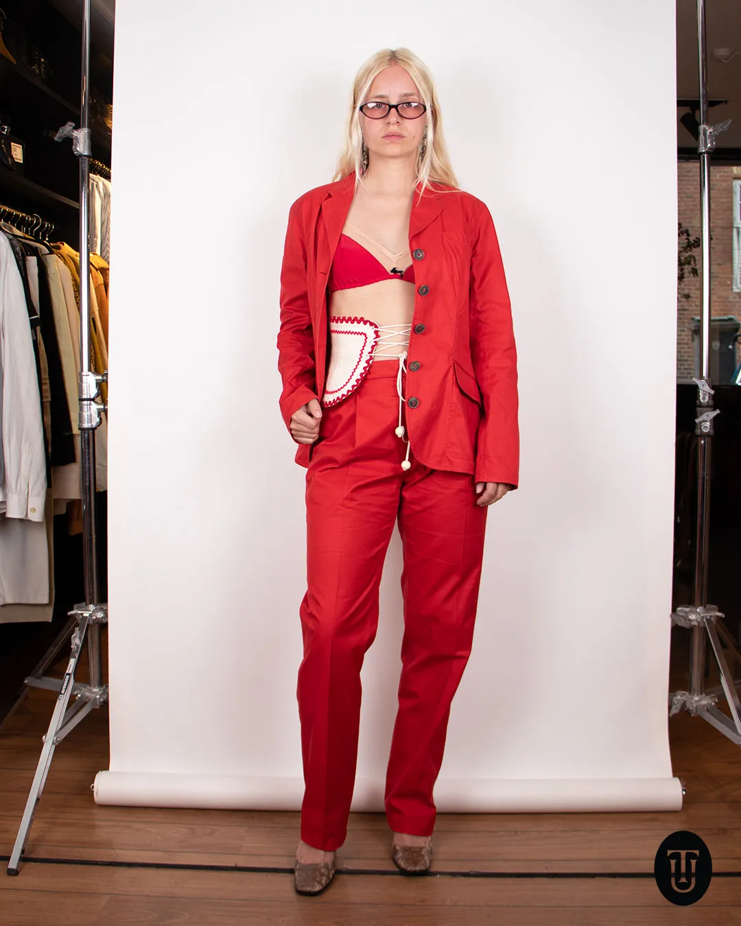 Hermès 2000s Red Cotton Pant Suit M