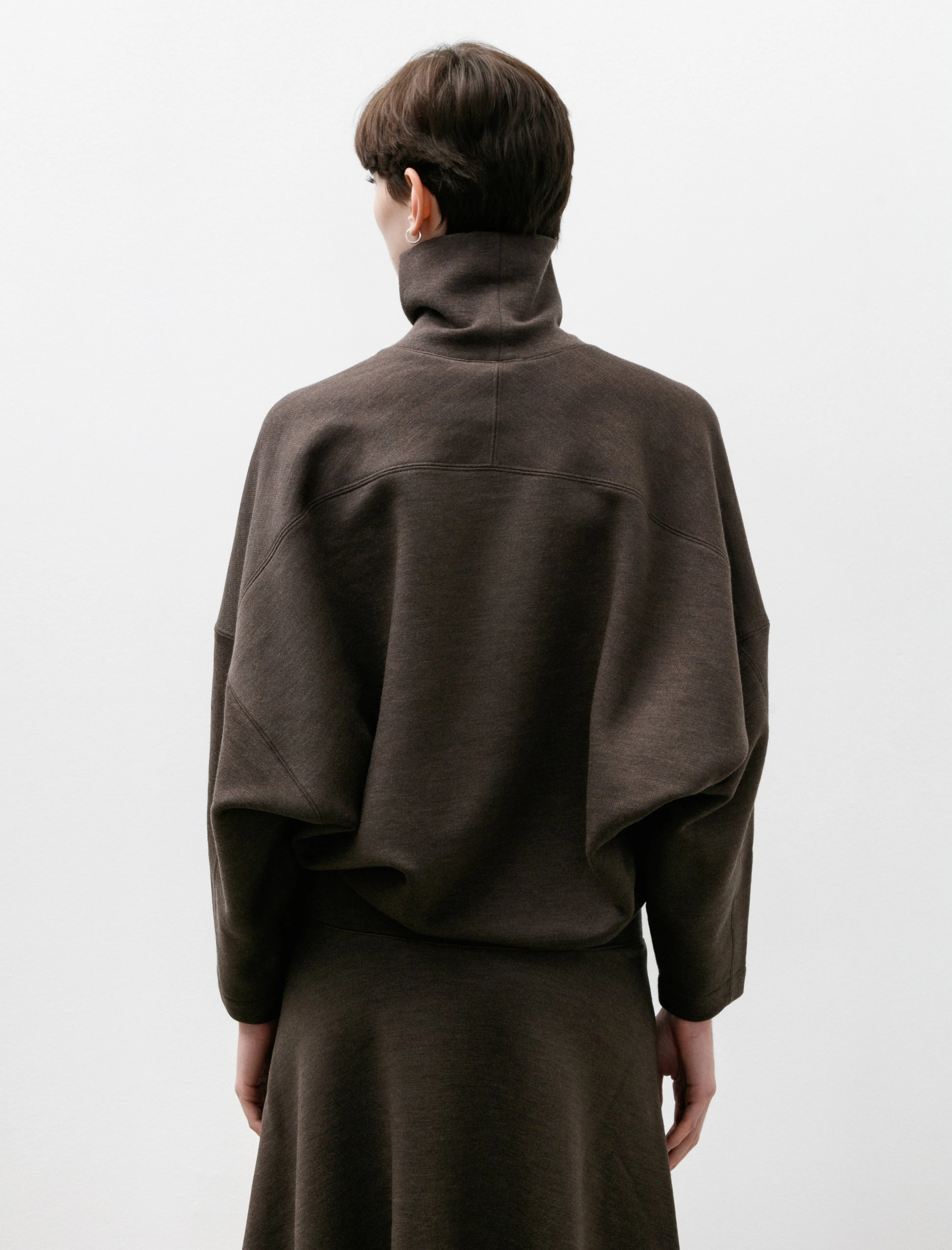 High Neck Sweatshirt Dark Brown Mélange