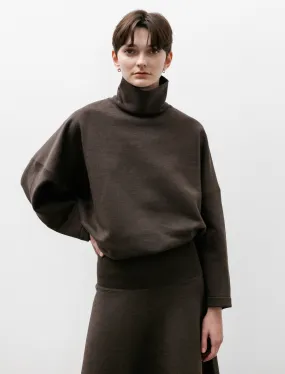 High Neck Sweatshirt Dark Brown Mélange