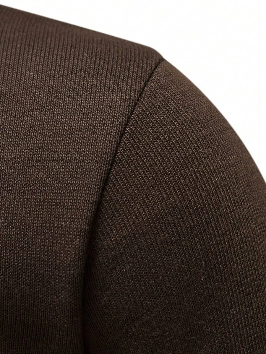 Homme  Solid Turtleneck Thermal Lined Sweater