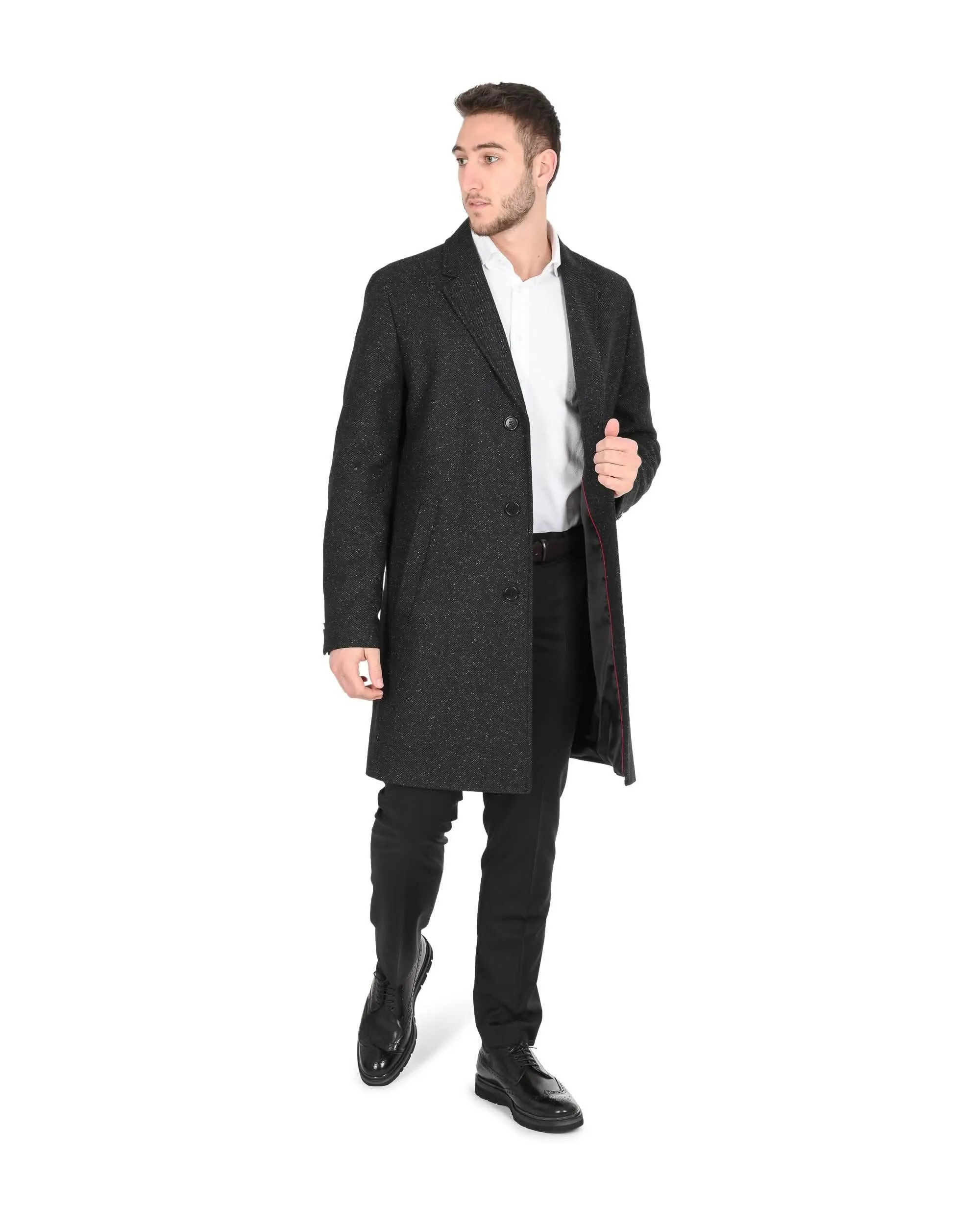 Hugo by Hugo Boss Men's Classic Black Wool Blend Overcoat 50488352 001