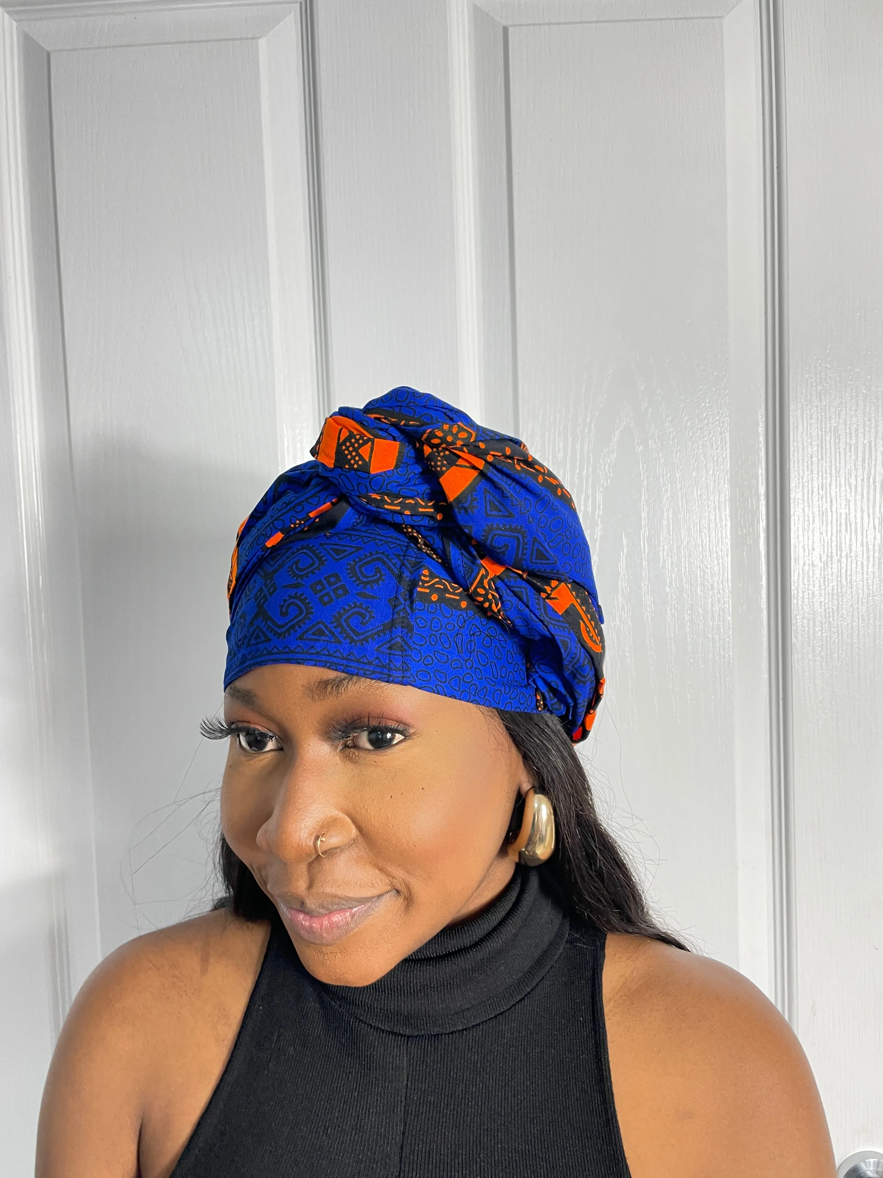 Jessi Blue and Orange Ankara Headwrap/Scarf