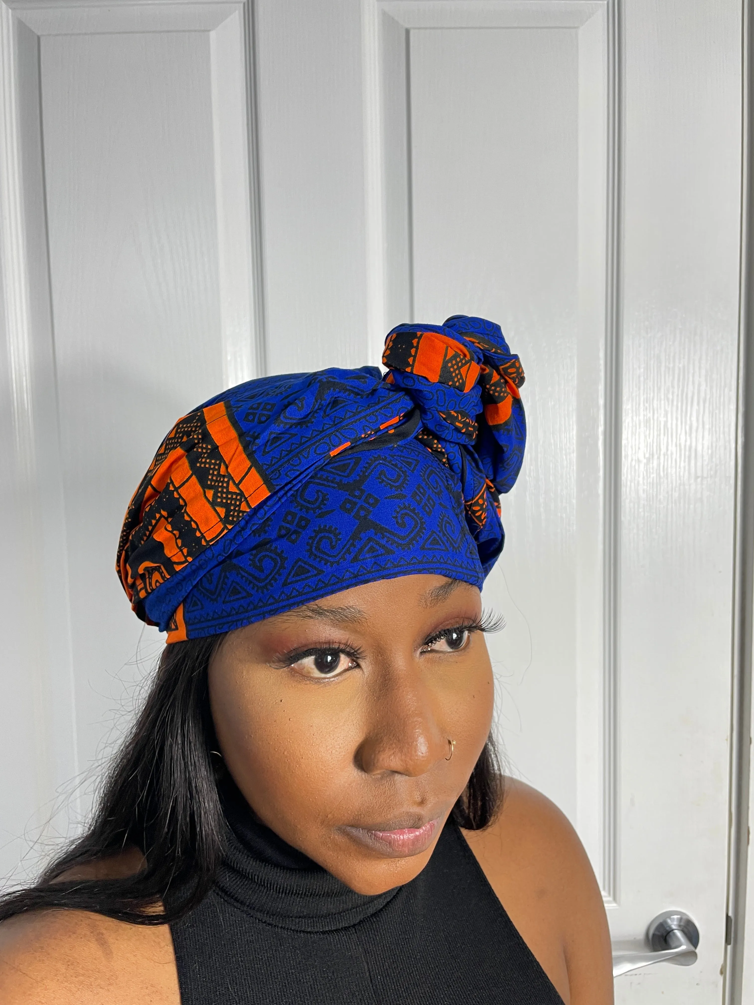 Jessi Blue and Orange Ankara Headwrap/Scarf