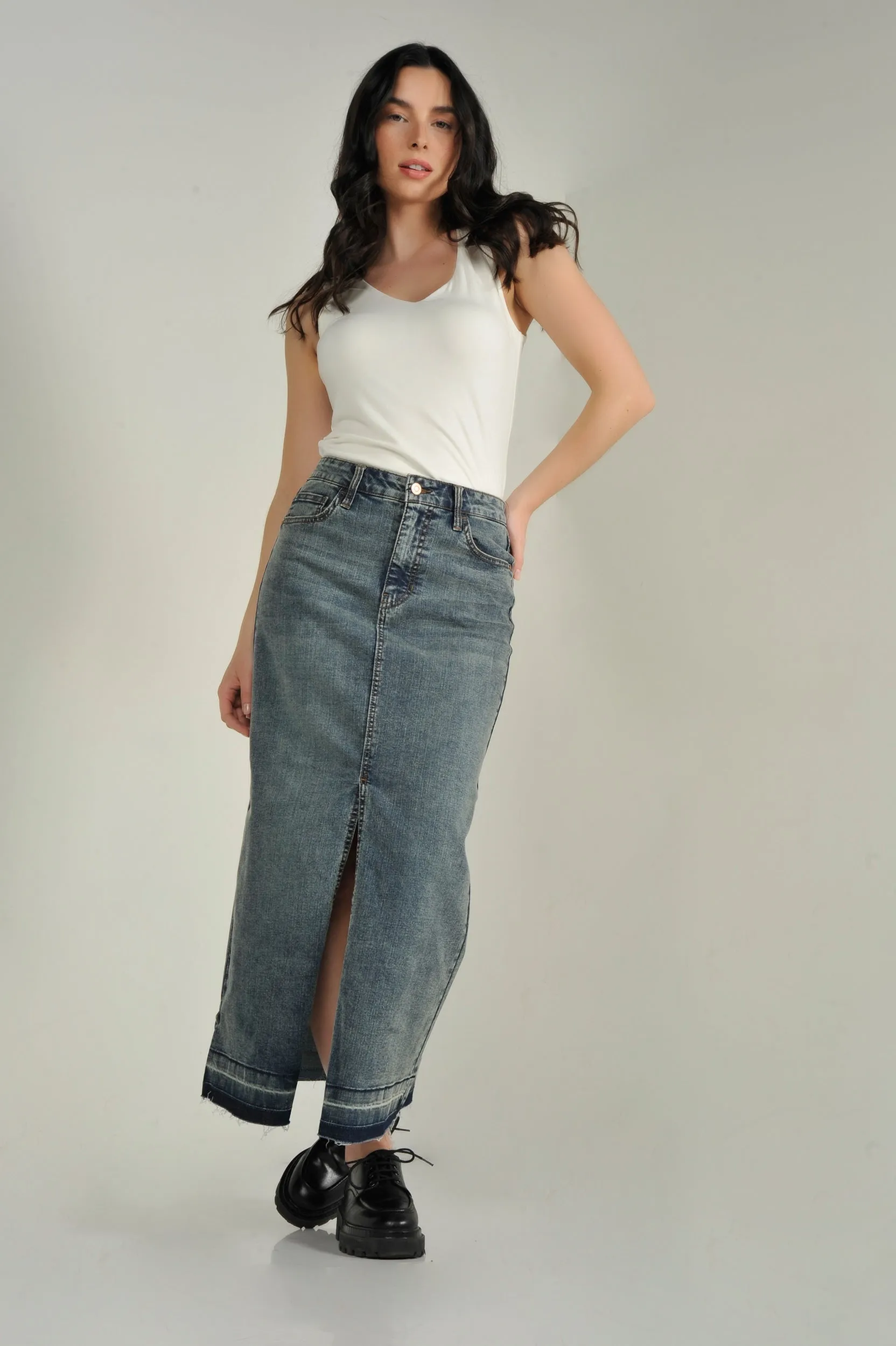 Jupe maxi en denim - CJ50550CH06 - (E-C17)