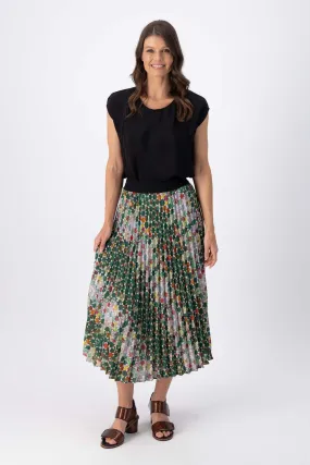 Kaleidoscope Pleated Skirt Green