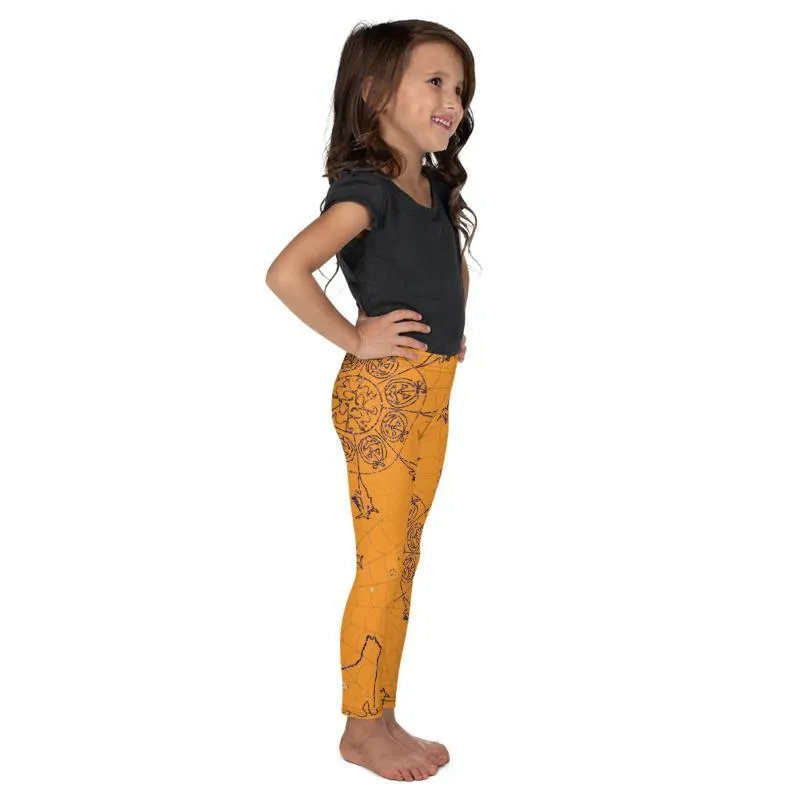 Kids Orange Mandala Leggings