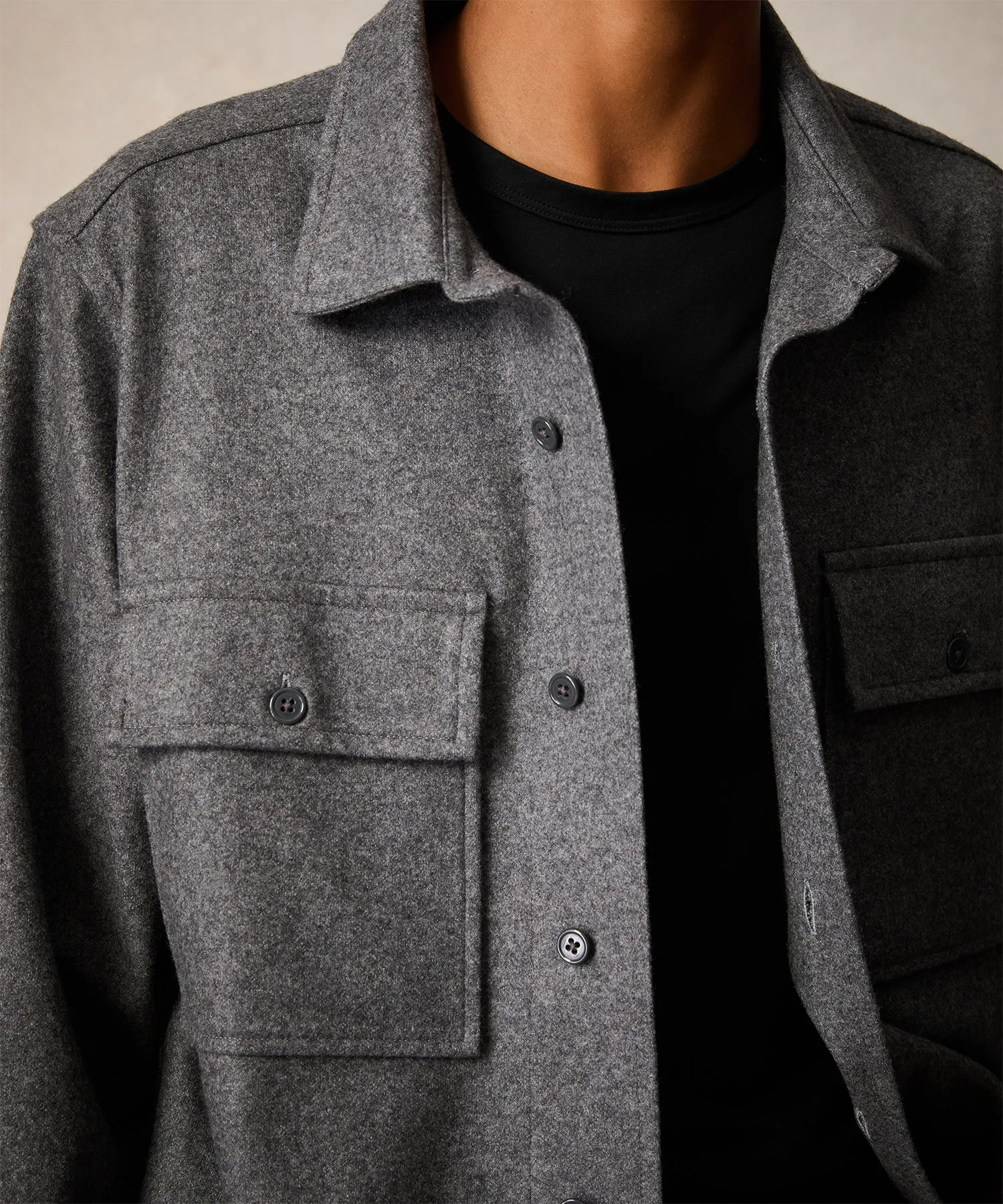 Knit Cashmere Overshirt in Charcoal