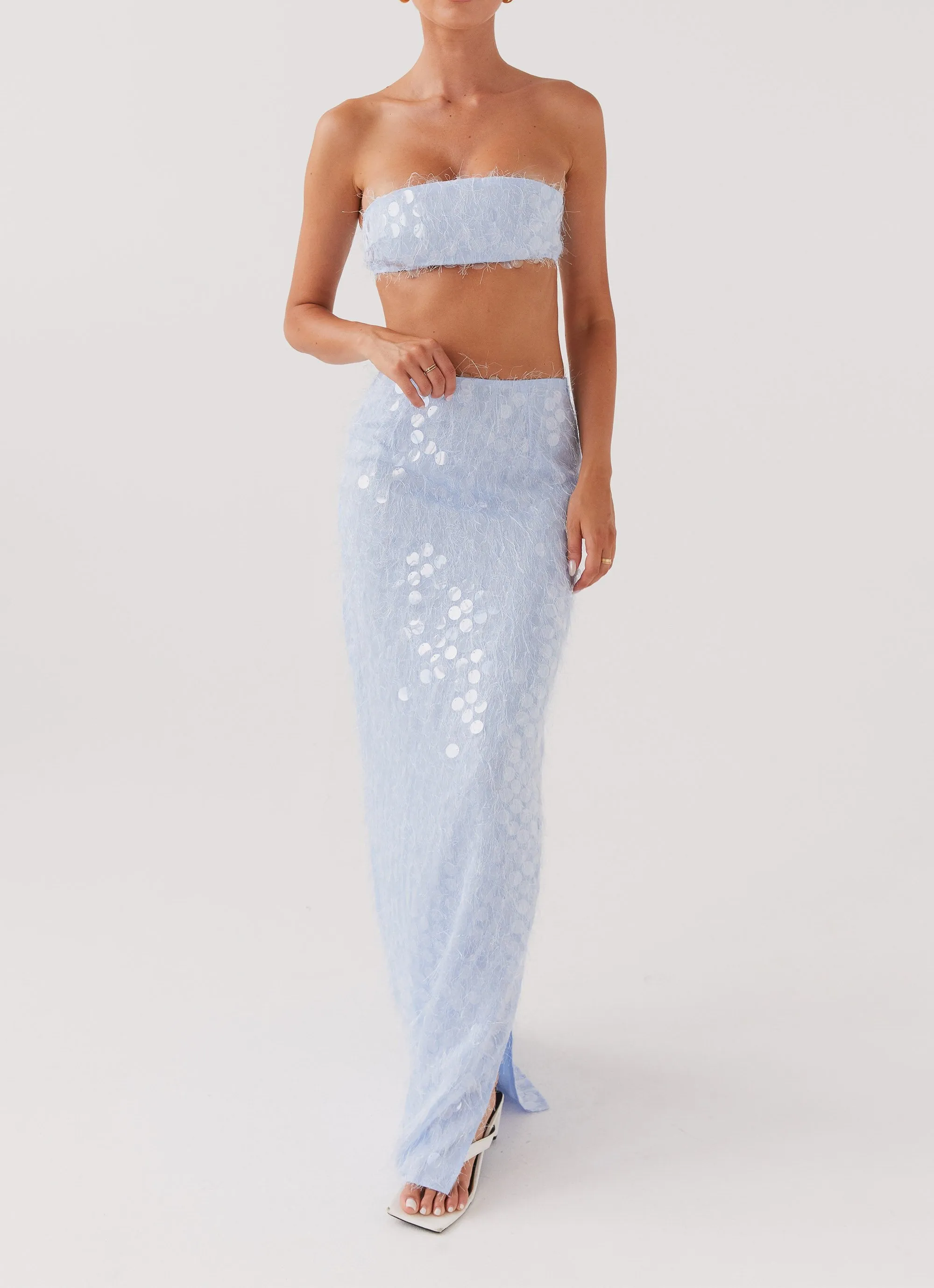 Kyleigh Textured Sequin Maxi Skirt - Lavender Mist