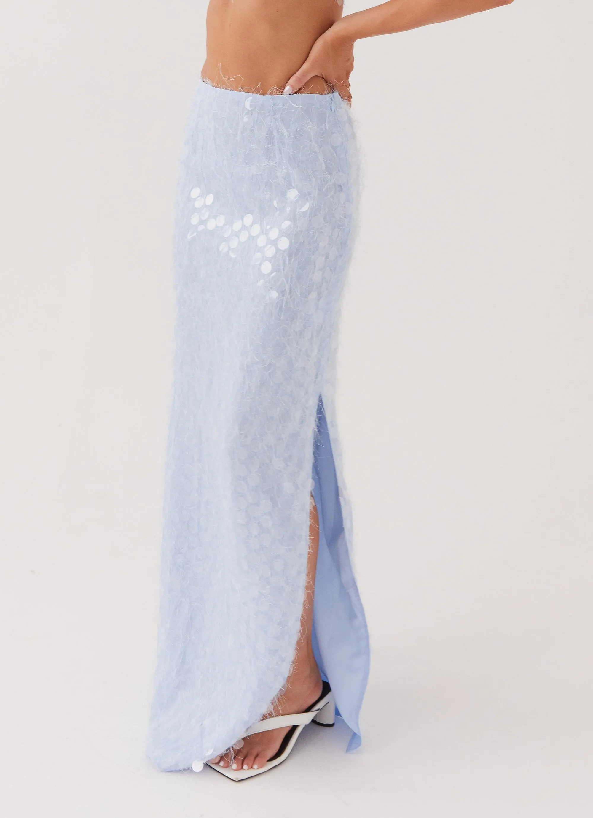 Kyleigh Textured Sequin Maxi Skirt - Lavender Mist