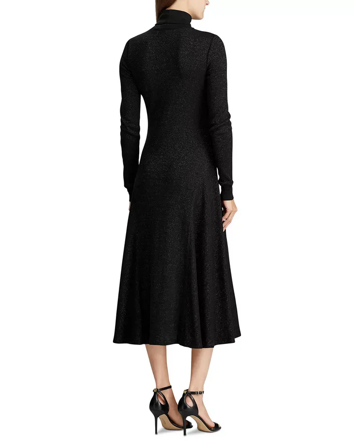 LAUREN RALPH LAUREN Shimmer Turtleneck Waffle Dress