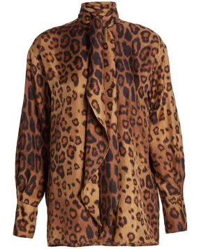 Leopard Camicia Santa Barbara Silk Blouse