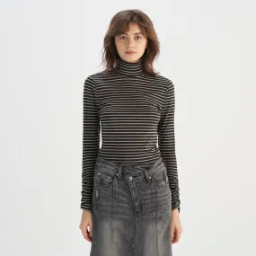 Levi's® Women's Black and Tan Striped Turtleneck Top