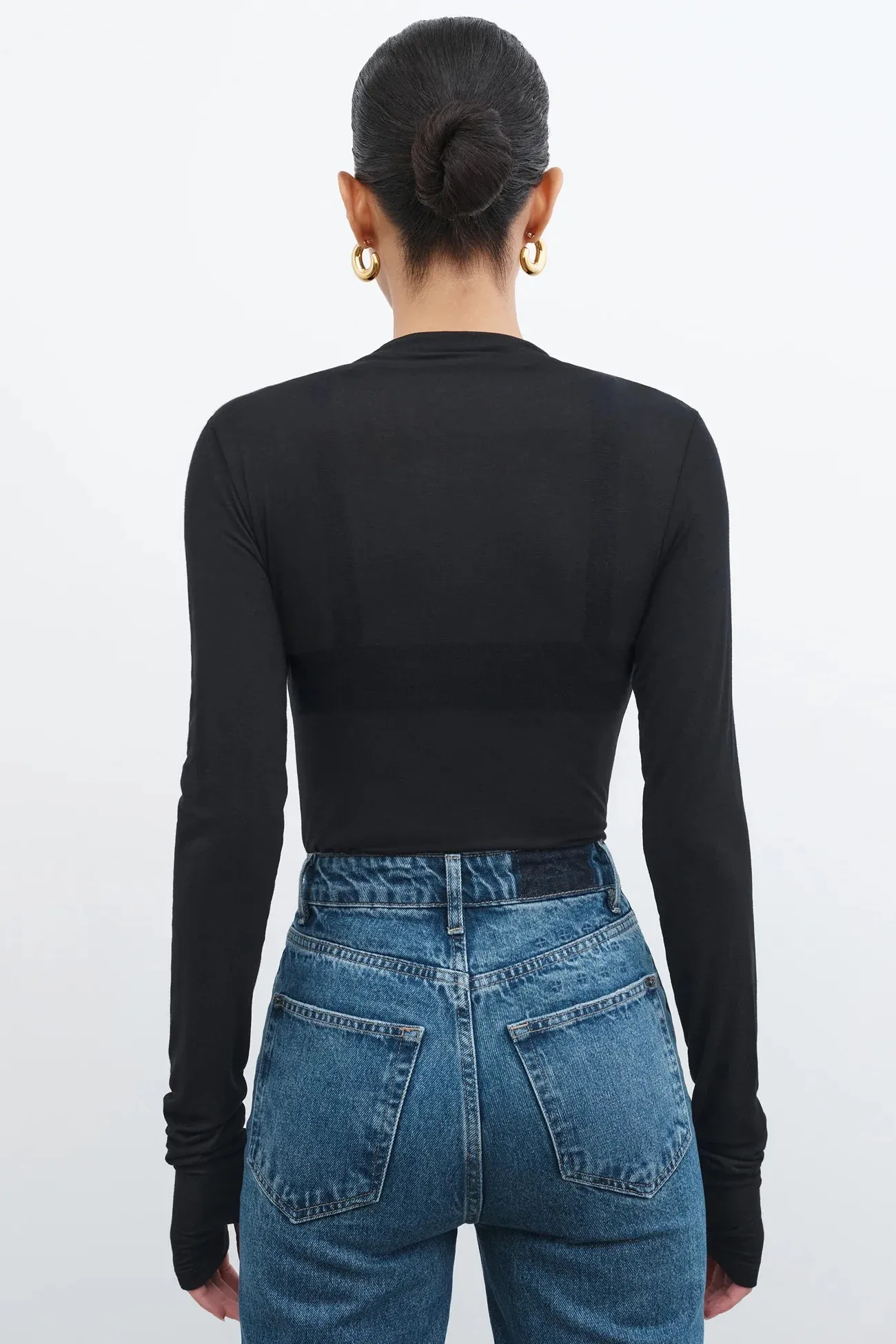 Liana Mock Turtleneck Top in Black by Marcella