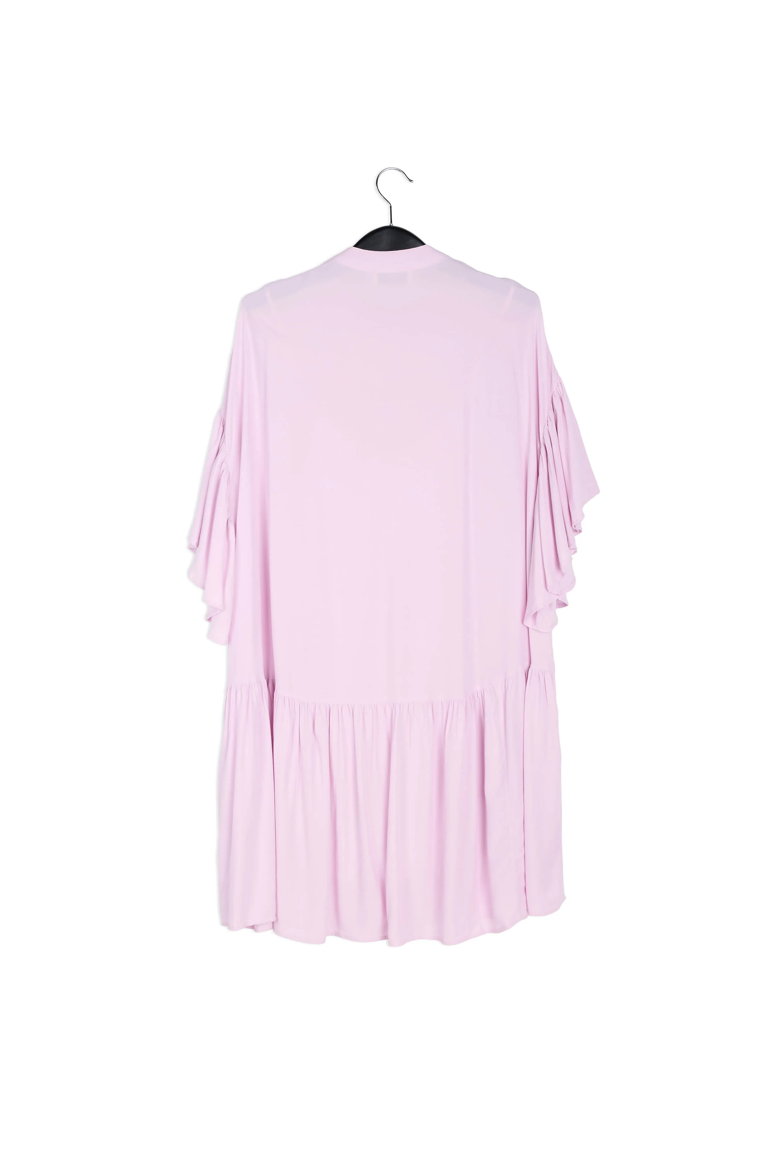 Lilac mini dress with ruffled sleeves