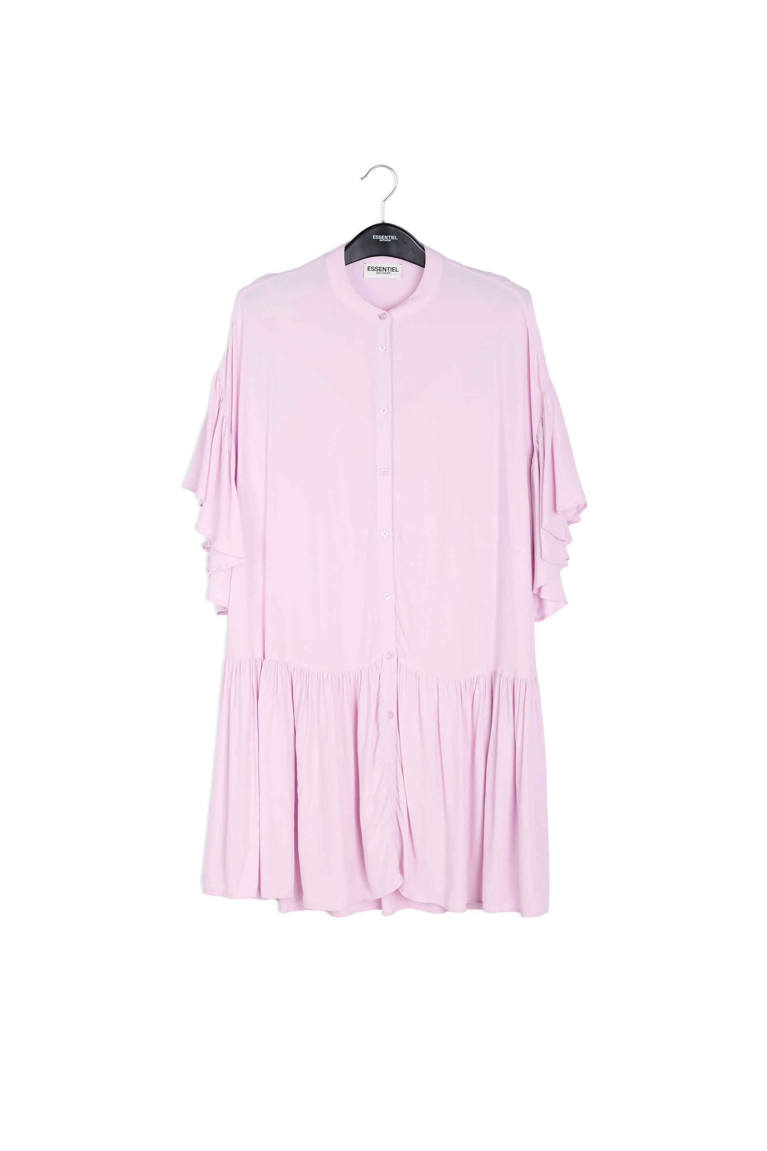 Lilac mini dress with ruffled sleeves