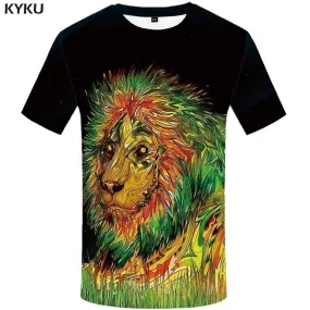 Lion T shirt Men Art T-shirt 3d Animal T shirts Funny Colorful Tshirt Anime Graffiti Tshirts Print Mens Clothing Graphic Unisex