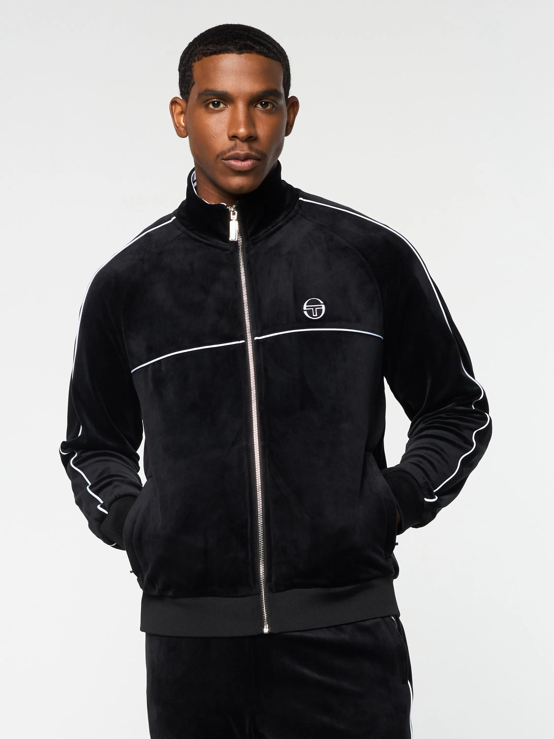 Lioni Velour Track Jacket- Black Beauty