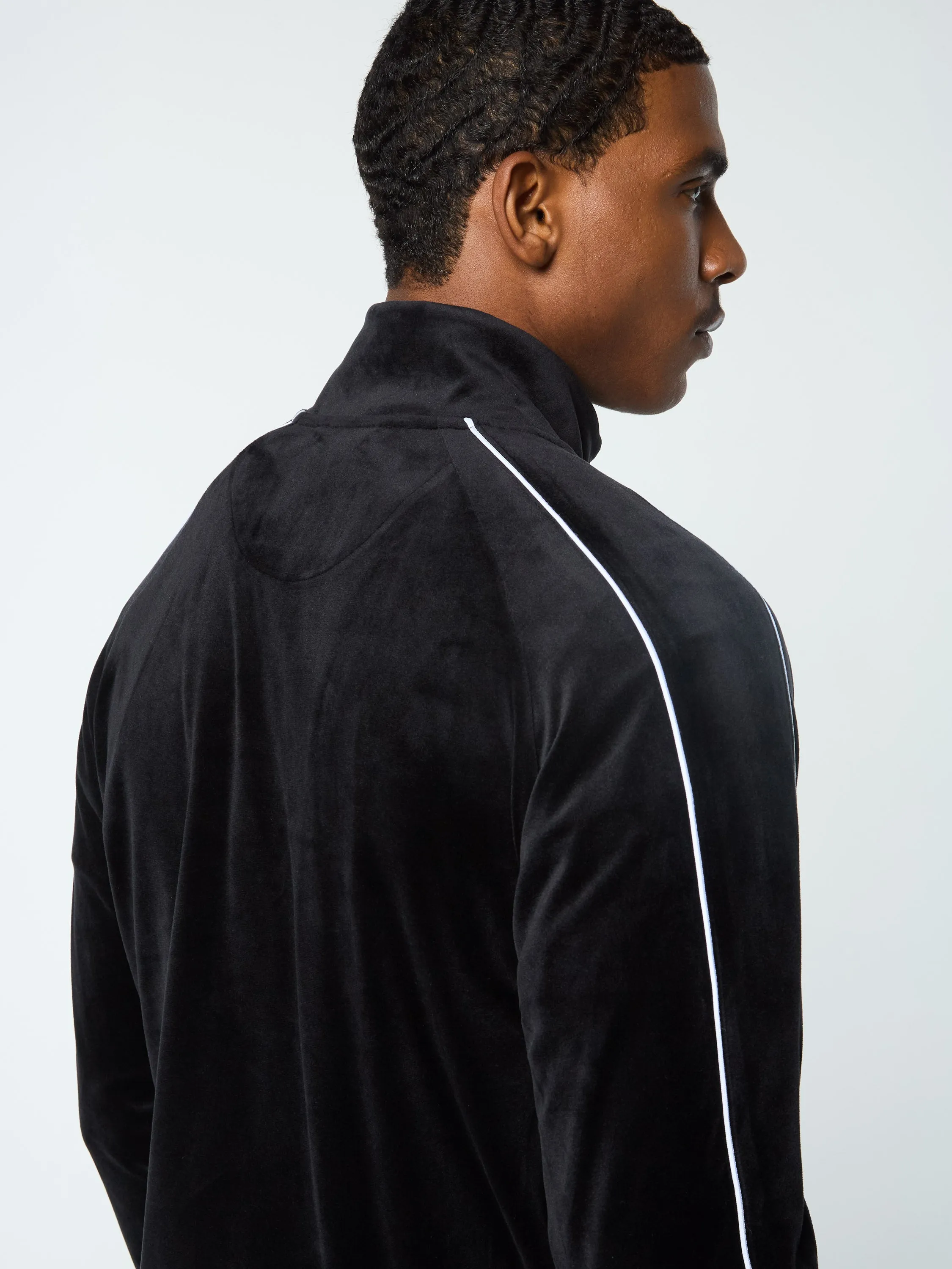 Lioni Velour Track Jacket- Black Beauty