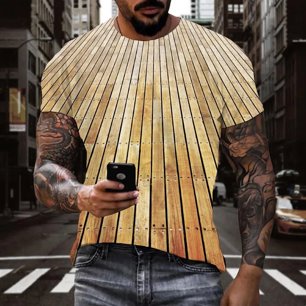 Log color plank shirt Cool special texture Casual art costume different men