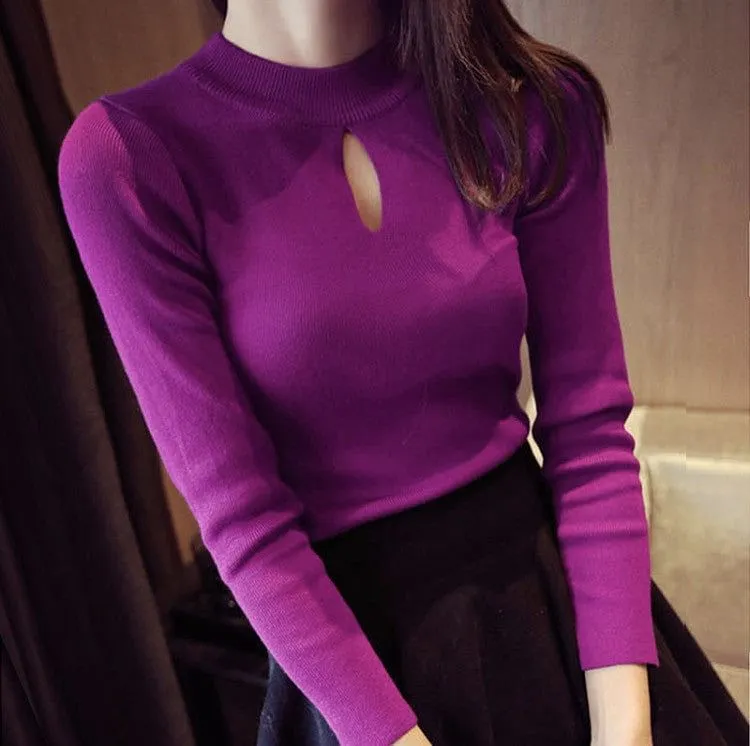 LoveSick Fuchsia Pull Over Long Sleeve Knit Sweater