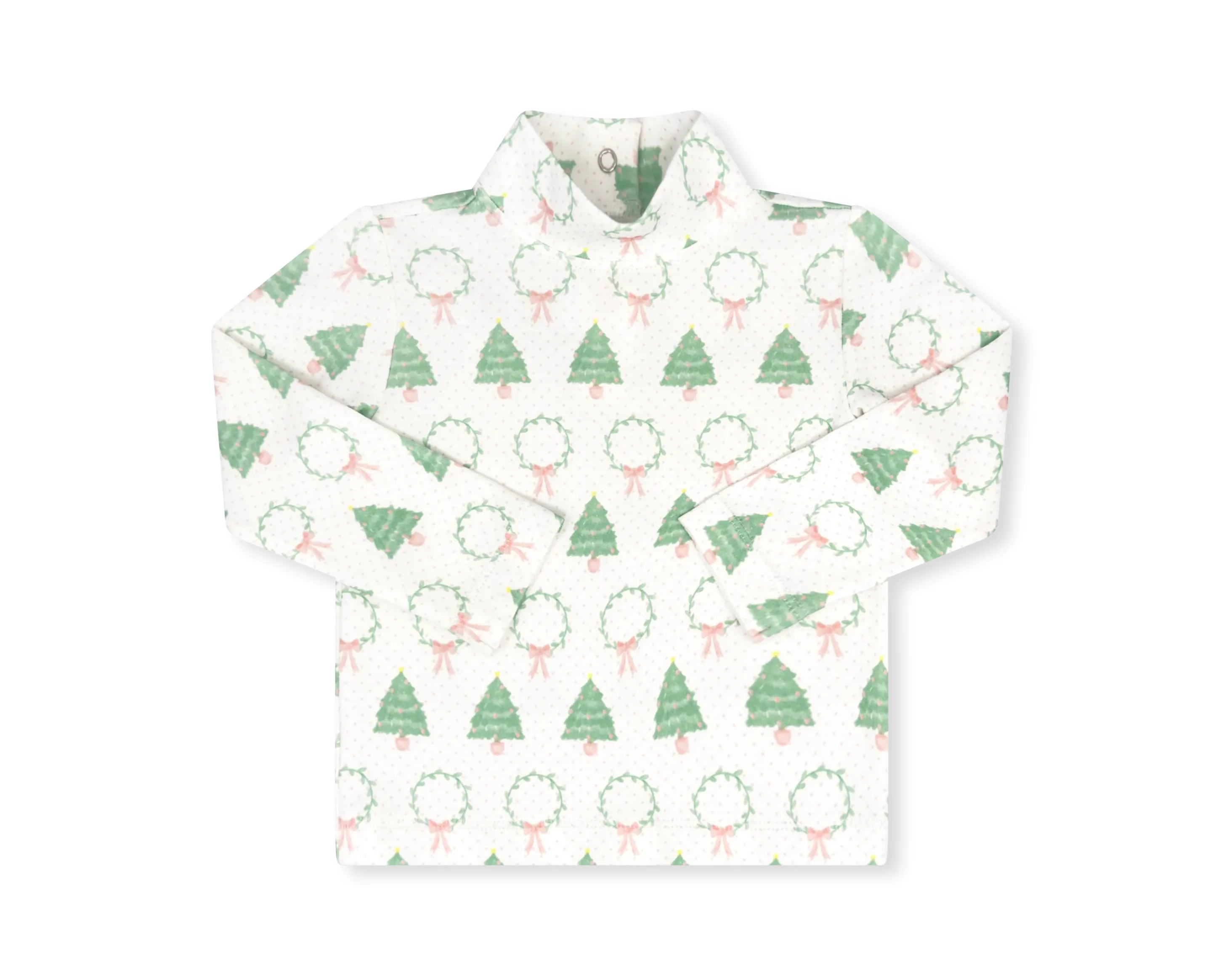 Lullaby Set: Tiny Tot Turtleneck - Oh Christmas Tree, Pink