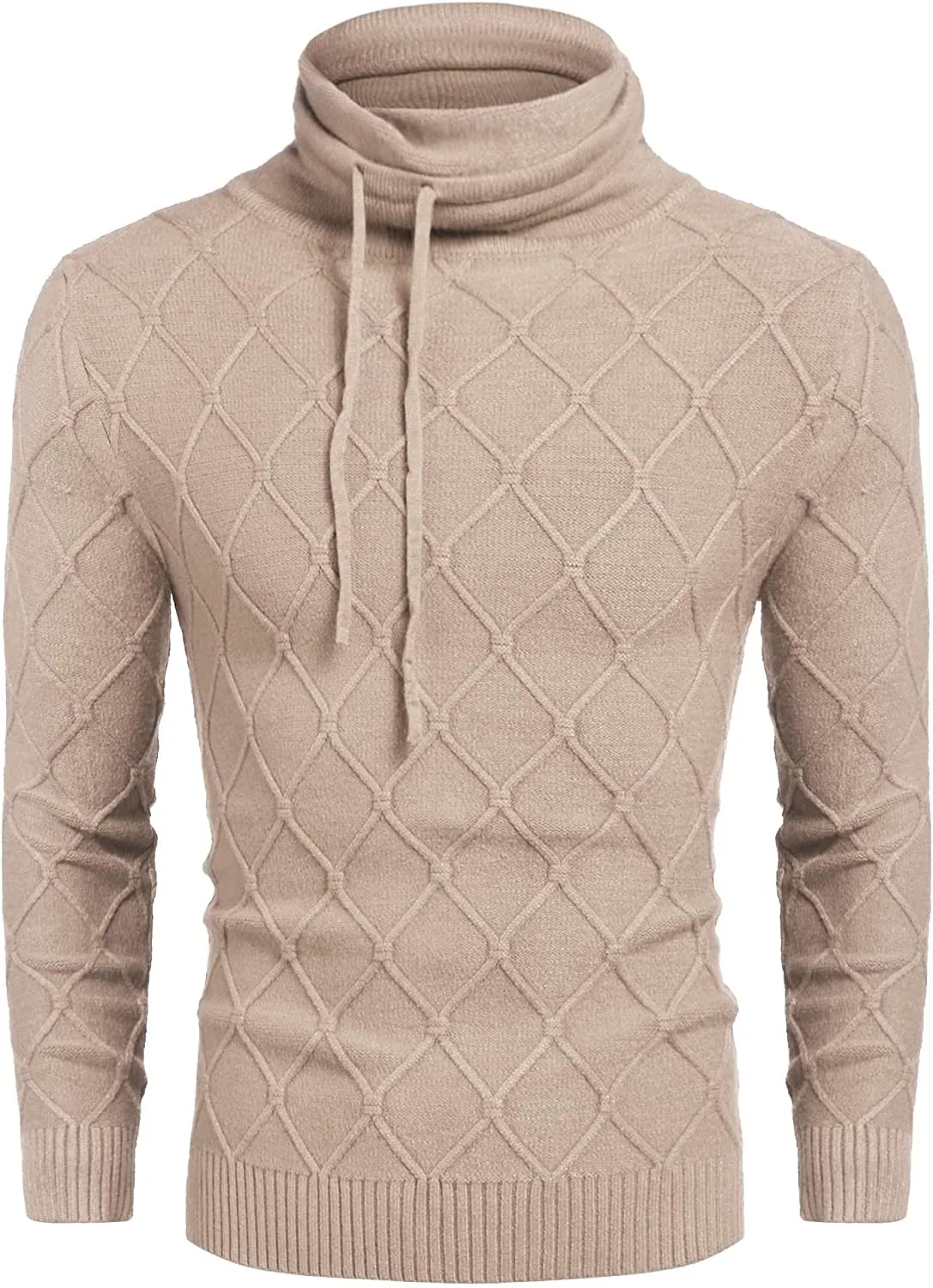 Men's Knitted Turtleneck Sweater Casual Thermal Long Sleeve Pullover