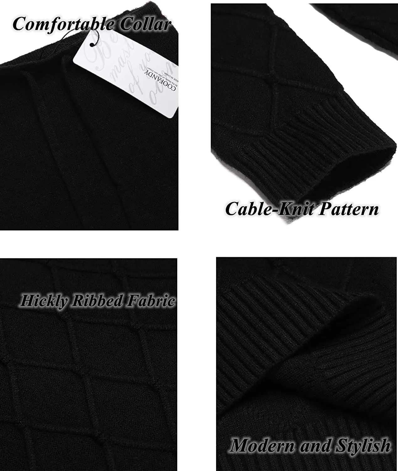 Men's Knitted Turtleneck Sweater Casual Thermal Long Sleeve Pullover