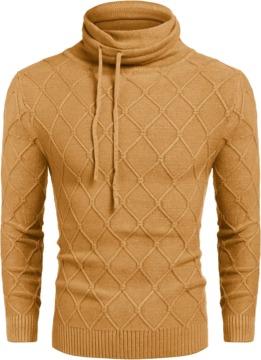 Men's Knitted Turtleneck Sweater Casual Thermal Long Sleeve Pullover