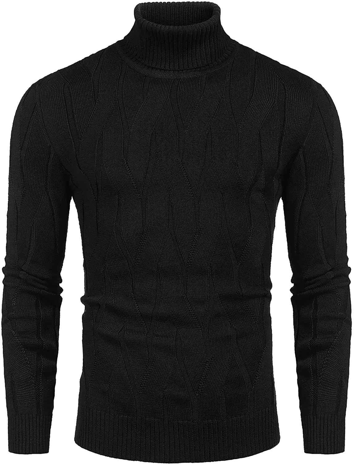 Men's Red Slim Fit Turtleneck Sweater Casual Knitted Pullover Sweater