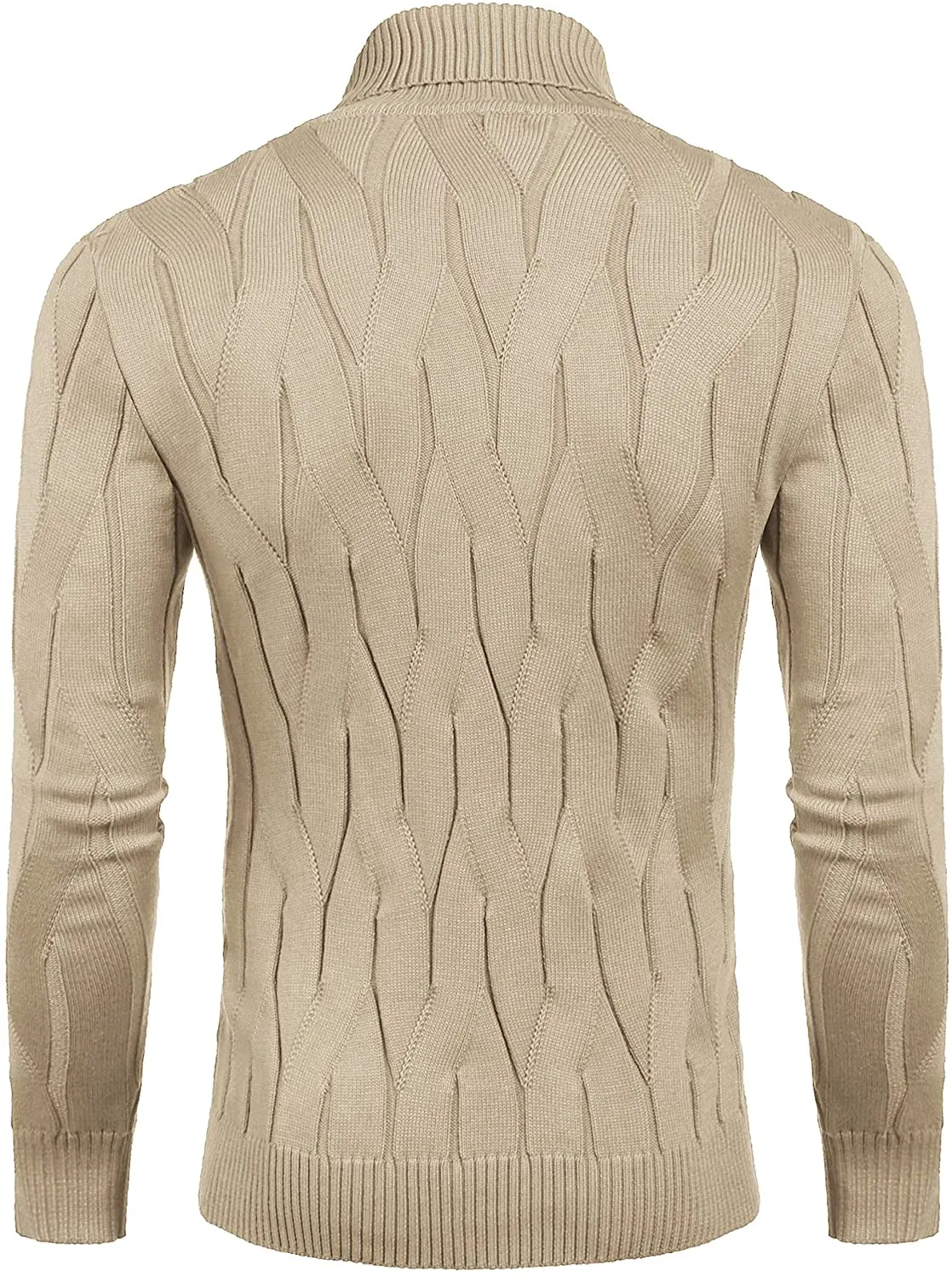 Men's Red Slim Fit Turtleneck Sweater Casual Knitted Pullover Sweater