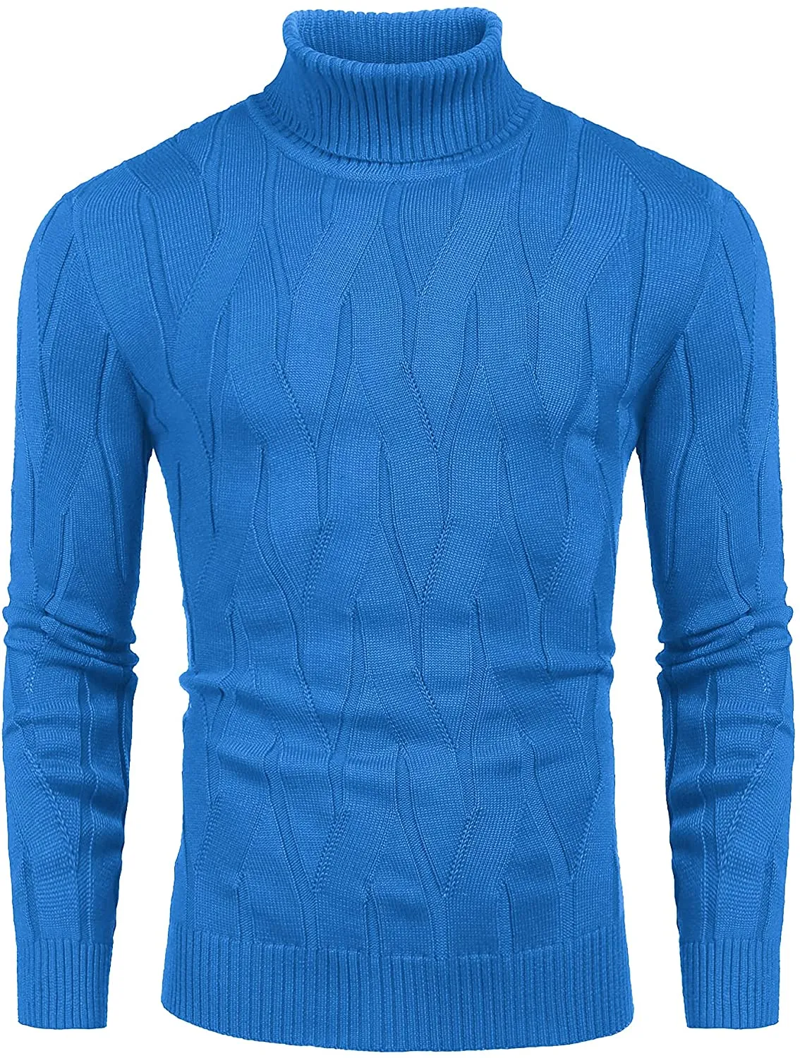 Men's Red Slim Fit Turtleneck Sweater Casual Knitted Pullover Sweater