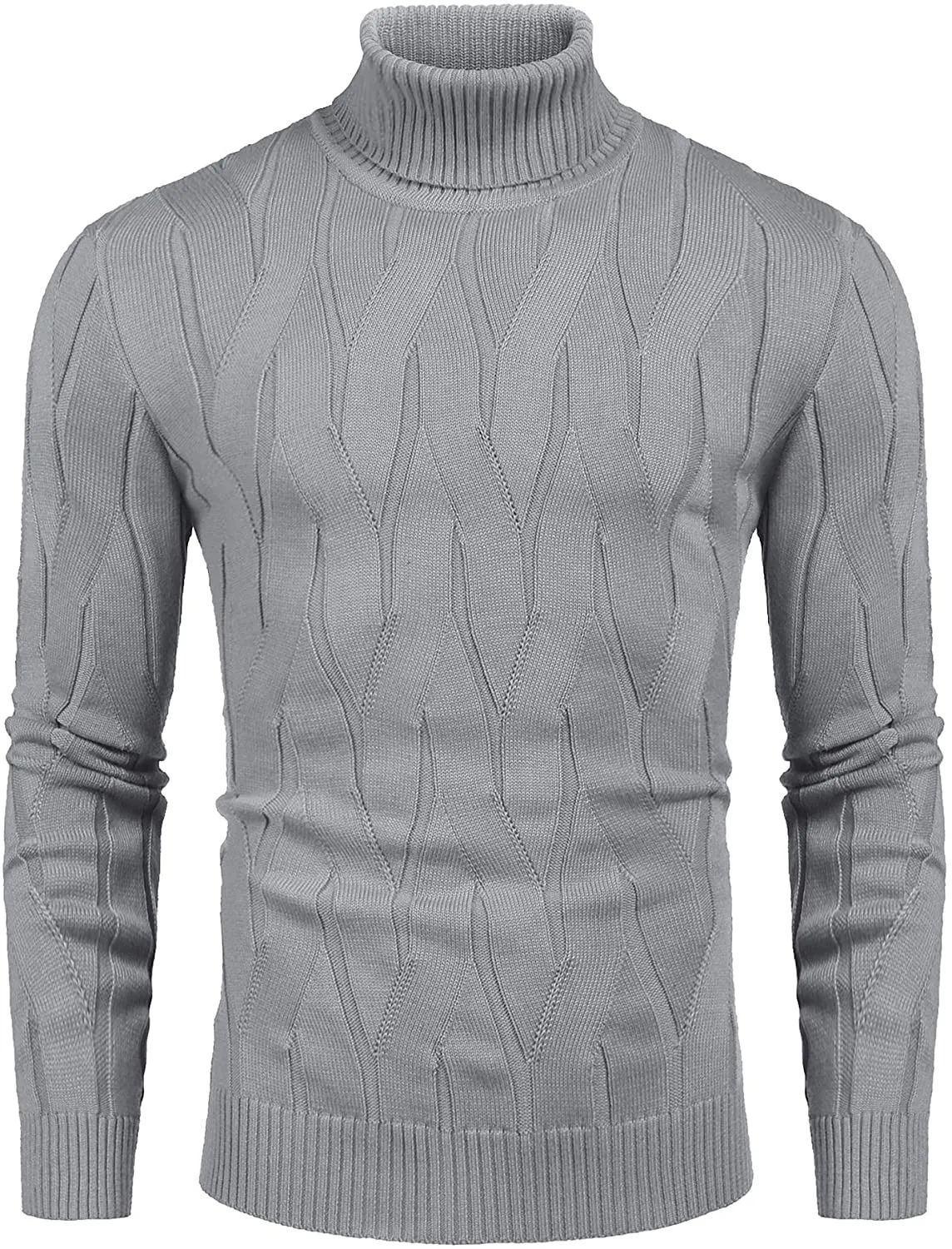 Men's Red Slim Fit Turtleneck Sweater Casual Knitted Pullover Sweater