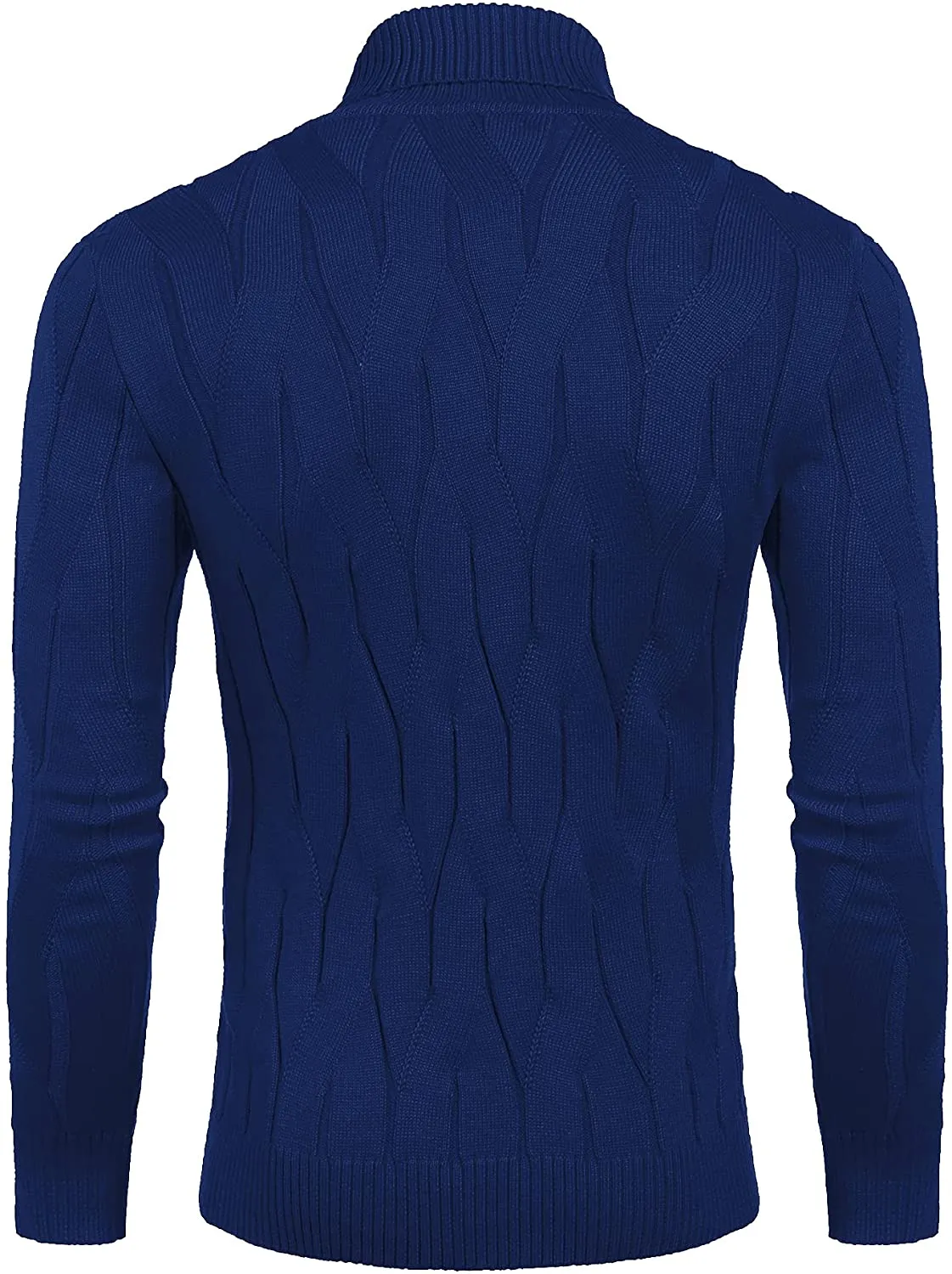 Men's Red Slim Fit Turtleneck Sweater Casual Knitted Pullover Sweater